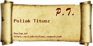 Poliak Titusz névjegykártya
